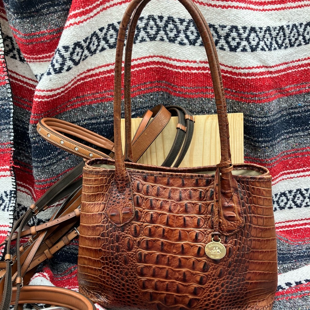 Brahmin The Julian Bag in toasted almond Crocodile Embossed Shoulder Bag